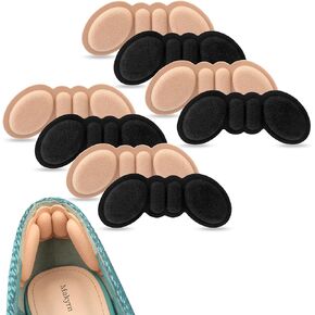 Makryn Foam Heel Grips Inserts for Shoe Too Big Heel Pads Cushions for Blisters Pain Relief, Shoe Filler Protectors for Prevent Slip Make Shoe Fits, Rubbing, Loose Shoes (4PairsRosybrownBlack)