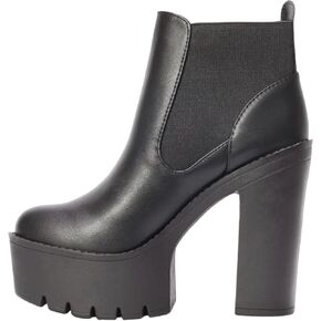 Chariot & Co Apron- Women's Elastic Boots Chunky High Heel Platform Ankle Booties 5" Heel in Kuwait