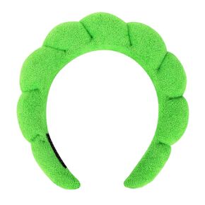 Women's Spa Headband for Face Washing, Makeup Removal, and Shower - Terry Cloth Puffy Sponge Headband with Hair Accessories (Black)