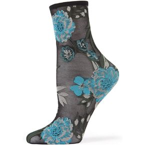 MeMoi Botanic Bunches Sheer See-Through Anklet Socks