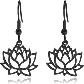 Lotus Flower Stainless Steel Dangle Earrings in Kuwait