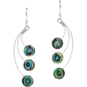 AeraVida Unique Dandelion Floating Peacock Abalone Shell .925 Sterling Silver Dangle Earrings | Chic Style Sterling Silver Dangle Earring for Women | Jewelry Gift