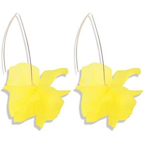 Summer Rose Boho Resin Petal Drop Earrings for Women Flower Earrings Flower Hoop Drop Earrings Acrylic Dangle Earrings