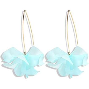 Summer Rose Boho Resin Petal Drop Earrings for Women Flower Earrings Flower Hoop Drop Earrings Acrylic Dangle Earrings