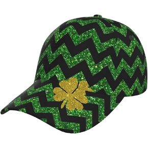 Cute Clover Leaf Pattern Hats Women Men Green St Patrick's Day Baseball Cap Green Adjustable Baseball Hat Cap