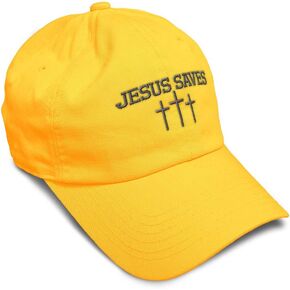 Soft Baseball Cap Jesus Saves Gray Embroidery Christian Symbol Cotton Cross Dad Hats for Men & Women