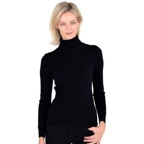 Cashmeren Women’s Essential Knit Turtleneck Sweater 100% Merino Wool Long Sleeve Roll Neck Pullover