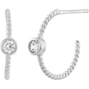 Silpada 'Focus on Me' Cubic Zirconia J-Hoop Earrings in Sterling Silver