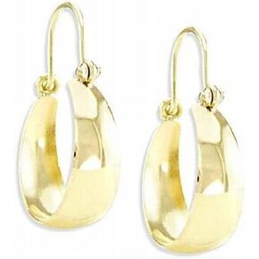 Sonia Jewels 14k Yellow Gold Classic Plain Hoop Huggie Earrings 1" in Saudi Arabia