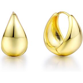 JA.S.JR 14K Gold Plated Teardrop Hoop Earrings Small Gold Huggie Hoop Earrings for Women