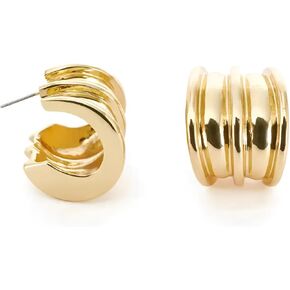 أقراط دائرية ذهبية واسعة للنساء أقراط هوجي مكتنزة 20 مم أقراط دائرية صغيرة سميكة للفتيات in Kuwait