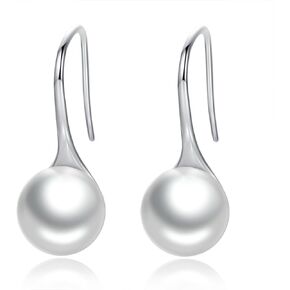 WOSTU Pearl Earrings 925 Sterling Silver Pearl Drop Dangle Earrings White Pearl/Black Pearl Earrings Hypoallergenic Earrings Jewelry Gift for Women Girls