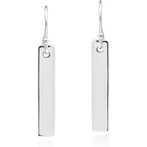 AeraVida Modern Chic Minimalist Inspired Rectangle Shaped Bar .925 Sterling Silver Fishhook Dangle Earrings