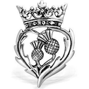 WithLoveSilver 925 Sterling Silver Scottish Style Thistle Heart Luckenbooth Brooch