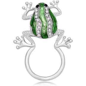 NOUMANDA Silver Color Green Crystal Lovely Frog Magnetic Clip Holder Magnetic Eyeglass Holder Pin Jewelry
