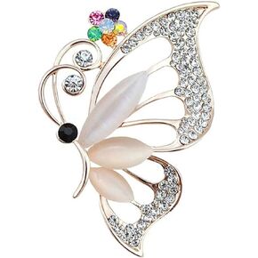 Rhinestone Butterfly Brooch Pin Sparkly Crystal Hollow Butterfly Brooch Classic Wedding Bridal Bouquet Pin Vintage Insects Badge Corsage Jewelry For Women Girls