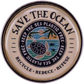 Save The Ocean Lapel Pin Badge Pin Environmentalism Badge Enamel Badges Lovely Button Turtle Brooch