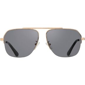 DUCO Retro Aviator Sunglasses for Mens Womens Semi-Rimless Non-Polarized Trendy Sun Glasses Metal Frame for Driving DC3035