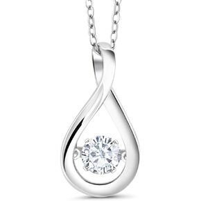 Gem Stone King 925 Sterling Silver Dancing White Cubic Zirconia CZ Pendant Necklace For Women With 18 Inch Chain