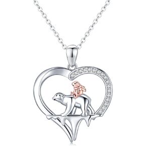 JUSTKIDSTOY Sterling Silver Mom Necklace Mama Bear Pendant Necklace Jewelry for New Mom Grandmother Women