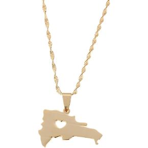 Stainless Steel The Dominican Republic Map Pendant Necklace for Women Gold Color Jewelry Map of Dominican