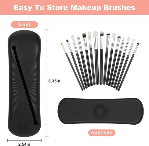 Large Silicone Makeup Brush Holder Travel,Portable and Soft Makeup Brush Case, Cosmetic Face Makeup Brush and Eye Pencil Organizer for Women (Khaki) in Saudi Arabia