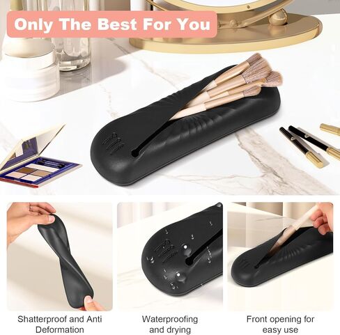 Large Silicone Makeup Brush Holder Travel,Portable and Soft Makeup Brush Case, Cosmetic Face Makeup Brush and Eye Pencil Organizer for Women (Khaki) in Saudi Arabia