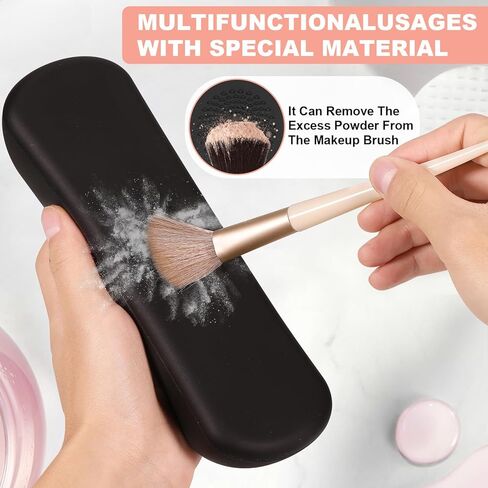 Large Silicone Makeup Brush Holder Travel,Portable and Soft Makeup Brush Case, Cosmetic Face Makeup Brush and Eye Pencil Organizer for Women (Khaki) in Saudi Arabia