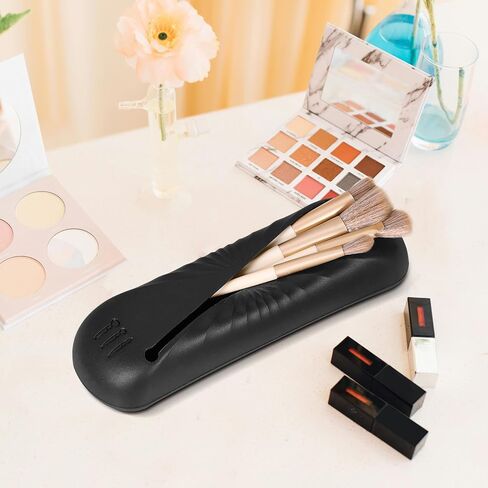 Large Silicone Makeup Brush Holder Travel,Portable and Soft Makeup Brush Case, Cosmetic Face Makeup Brush and Eye Pencil Organizer for Women (Khaki) in Saudi Arabia