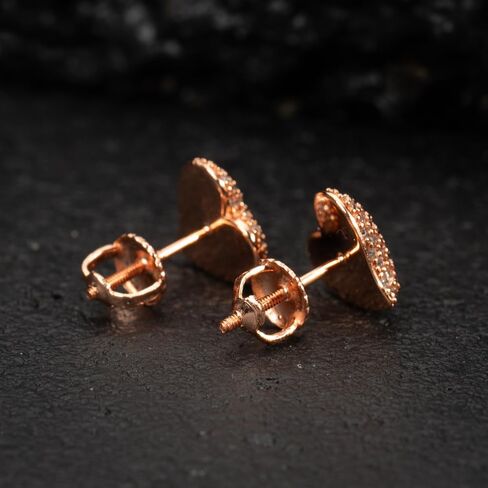 Women's 3D Honey Comb Set Pink 14K Rose Gold Plated 925 Sterling Silver Ladies Girls Iced 5A Cz Screw Back Trendy Cute Heart Stud Earrings For Women Wife Mother in Saudi Arabia