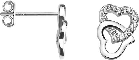 SOFIA MILANI - Women's Earrings 925 Silver - with Zirconia Stones - Heart Stud Earrings - 20481 in Kuwait
