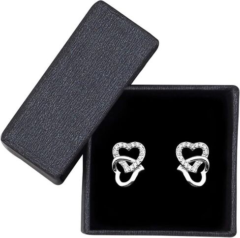 SOFIA MILANI - Women's Earrings 925 Silver - with Zirconia Stones - Heart Stud Earrings - 20481 in Kuwait