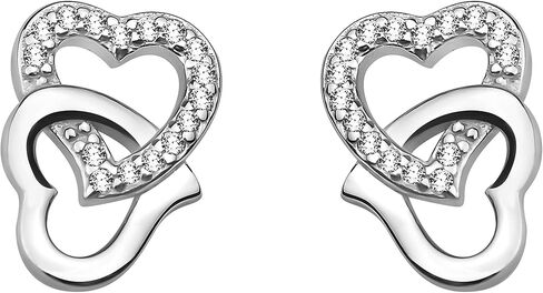 SOFIA MILANI - Women's Earrings 925 Silver - with Zirconia Stones - Heart Stud Earrings - 20481 in Kuwait