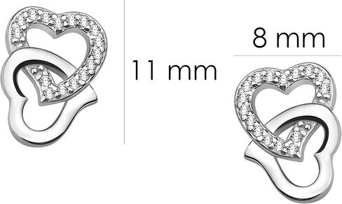 SOFIA MILANI - Women's Earrings 925 Silver - with Zirconia Stones - Heart Stud Earrings - 20481 in Kuwait