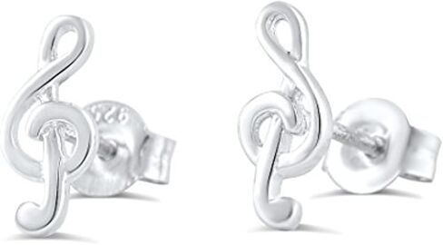 اقراط ستيرلينج جي كليف ميوزيك نوت (فضي، 11 ملم), فضة استرلينية in Kuwait