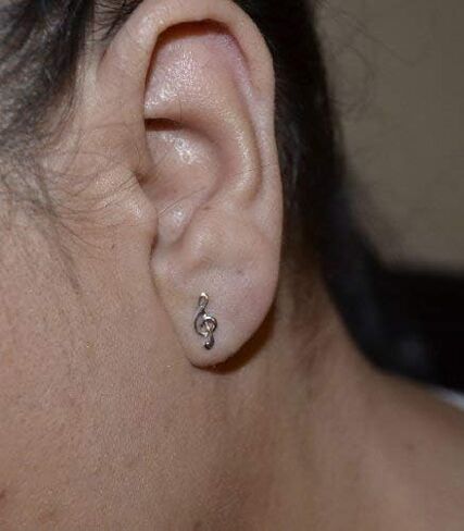 اقراط ستيرلينج جي كليف ميوزيك نوت (فضي، 11 ملم), فضة استرلينية in Kuwait