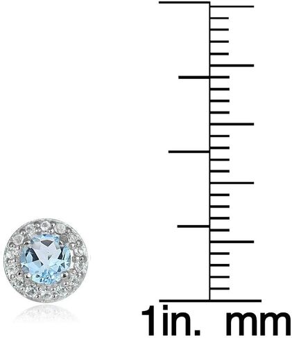 Sterling Silver Choice Of Birthstone Colors & White Topaz 4mm Halo Stud Earrings in Saudi Arabia