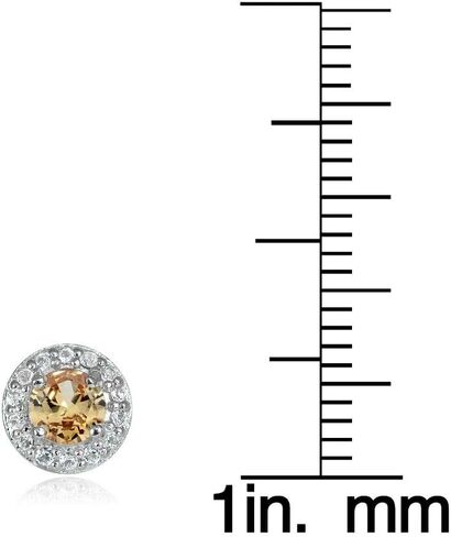 Sterling Silver Choice Of Birthstone Colors & White Topaz 4mm Halo Stud Earrings in Kuwait