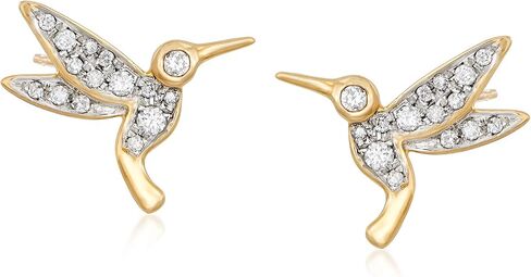 Ross-Simons 0.30 ct. t.w. Diamond Hummingbird Stud Earrings in 18kt Gold Over Sterling in Saudi Arabia
