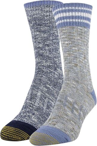 Gold Toe womens Lux Spacedye Slub Crew Socks, Washed Blue, Midnight, Shoe Size 6-9 US in Saudi Arabia