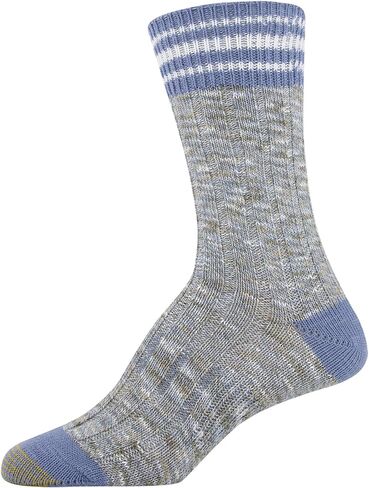 Gold Toe womens Lux Spacedye Slub Crew Socks, Washed Blue, Midnight, Shoe Size 6-9 US in Saudi Arabia