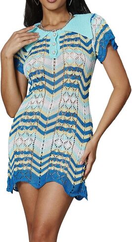 DOUCIU المرأة مثير 2 قطعتين وتتسابق فستان محبوك موضة بولو بولو طوق كم مطابقة سليم صالح التفاف الورك فستان قصير in Kuwait