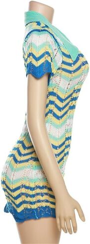 DOUCIU المرأة مثير 2 قطعتين وتتسابق فستان محبوك موضة بولو بولو طوق كم مطابقة سليم صالح التفاف الورك فستان قصير in Kuwait