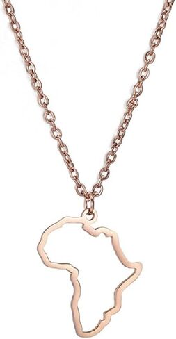 COLORFUL BLING Minimalist Africa Map Pendant Necklace Trendy Personalized Africa Motherland Continent Outline Necklaces for Women Men Teens in Saudi Arabia