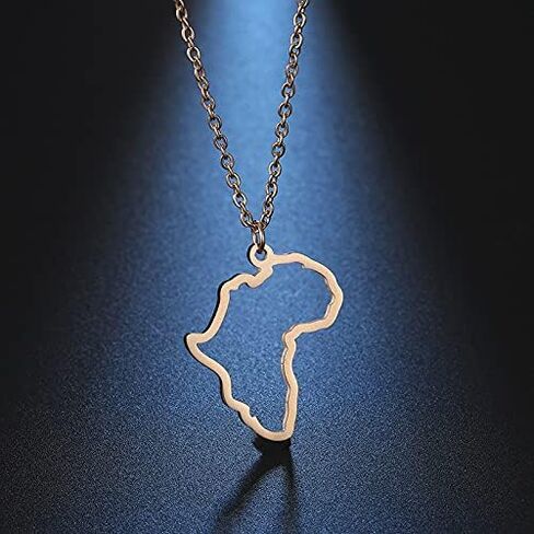 COLORFUL BLING Minimalist Africa Map Pendant Necklace Trendy Personalized Africa Motherland Continent Outline Necklaces for Women Men Teens in Saudi Arabia