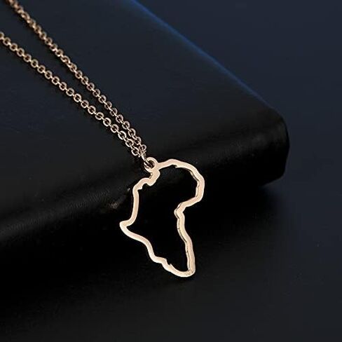 COLORFUL BLING Minimalist Africa Map Pendant Necklace Trendy Personalized Africa Motherland Continent Outline Necklaces for Women Men Teens in Saudi Arabia