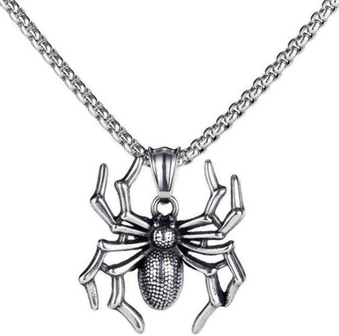 Jude Jewelers Retro Vintage Stainless Steel Fat Spider Style Halloween Party School Holiday Biker Pendant Necklace in Saudi Arabia