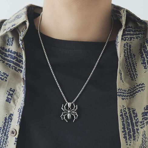 Jude Jewelers Retro Vintage Stainless Steel Fat Spider Style Halloween Party School Holiday Biker Pendant Necklace in Saudi Arabia
