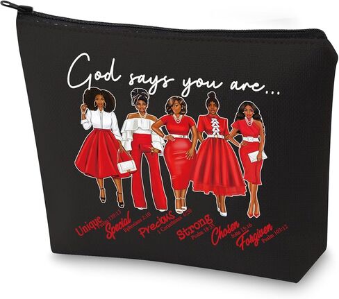 WZMPA Sorority DST Cosmetic Make up Bag Greek Sorority Gift God Says You Are Sorority Makeup Zipper Pouch Bag Sigma Theta Paraphernalia (God Says DST) in Saudi Arabia
