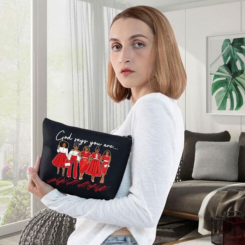 WZMPA Sorority DST Cosmetic Make up Bag Greek Sorority Gift God Says You Are Sorority Makeup Zipper Pouch Bag Sigma Theta Paraphernalia (God Says DST) in Saudi Arabia